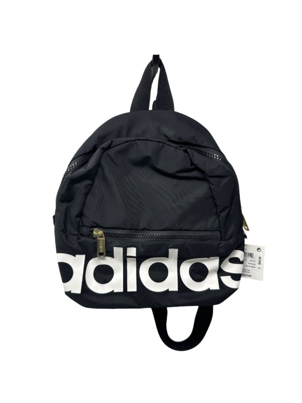 Adidas Linear Mini Backpack Black/White With Gold Zippers